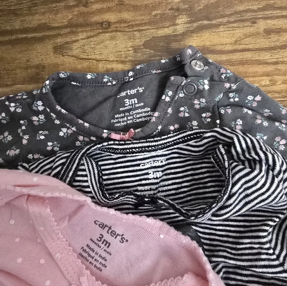 Carter's Baby Girls Size 3M Bodysuit Lot Of 3